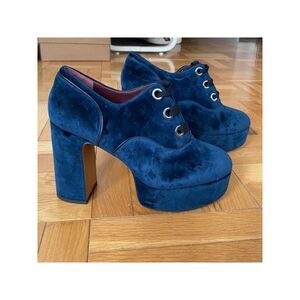 MARC JACOBS Womens Navy 1-1/2" Platform Beth Toe Block Heel Oxfored Heels 41